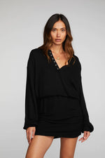 Load image into Gallery viewer, Chaser-Venus-Long-Sleeve-Mini-Dress-Black-Onyx
