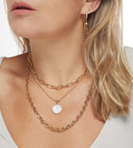 Load image into Gallery viewer, NatalieBJewelry-Le-Gaurdian-Gold-Necklace-Model-02