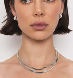 Load image into Gallery viewer, NatalieBJewelry-Shaye-Rhodium-Necklace-Model