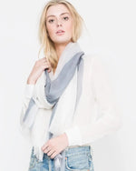 Load image into Gallery viewer, QUINN Striped Cashmere Scarf - Model Close