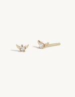 Load image into Gallery viewer, Sophie Ratner Yellow Gold Diamond Moon Studs