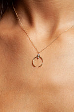 Load image into Gallery viewer, Sophie Ratner Yellow Gold Crescent Pendant Necklace 2