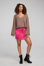 Load image into Gallery viewer, chaser-diamond-deep-taupe-long-sleeve-sweater-front-pose-01