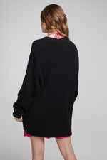 Load image into Gallery viewer, chaser-vibe-shadow-black-cardigan-side-back