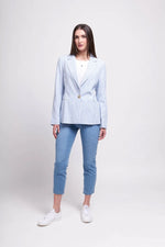 Load image into Gallery viewer, Foil Blazing Saddles Linen Blue Stripe Blazer