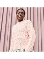 Load image into Gallery viewer, gigi-knitwear-cable-knit-crewneck-light-pink-02