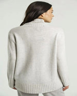 Load image into Gallery viewer, Quinn Hi Low Mock Neck Grey Cashmere Sweater