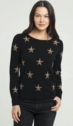Load image into Gallery viewer, quinn-leopard-star-crew-neck-black-cashmere-01