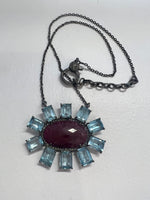 Load image into Gallery viewer, Flower Topaz Diamond Necklace