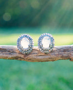 Load image into Gallery viewer, Moonstone DBL Diamond Earrings