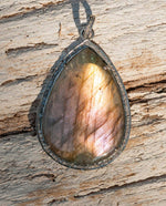 Load image into Gallery viewer, Large Oval Labradorite Diamond Pendant
