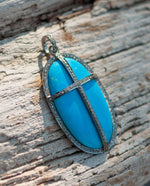 Load image into Gallery viewer, Turquoise Medium Cross Diamond Pendant