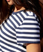 Load image into Gallery viewer, Outerknown - Sojourn Boy Tee - Stripe Navy - Close
