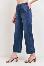 Load image into Gallery viewer, Just Black Denim Cargo Pocket Wide Leg Dark Denim
