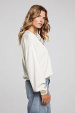 Load image into Gallery viewer, Chaser Embroidery Roses Pullover in Cream
