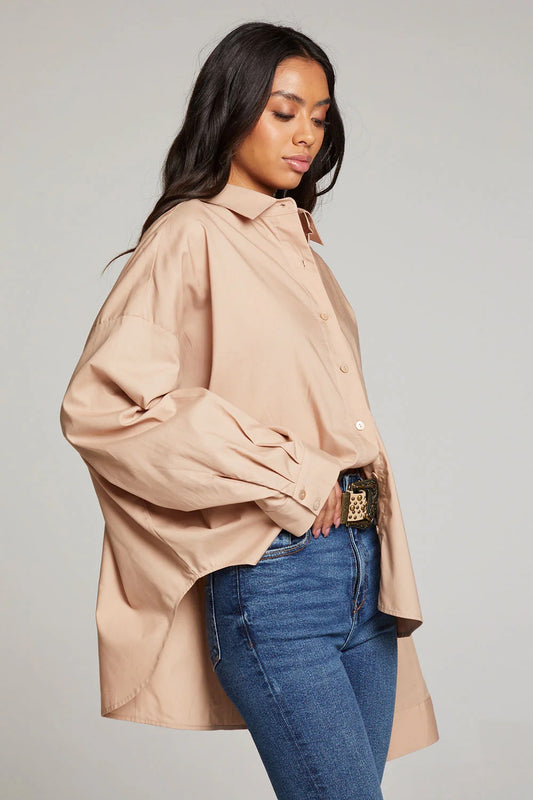 Chaser Clothing Ezra Warm Taupe Button Up