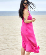 Load image into Gallery viewer, Outerknown - Ellison Slip Dress - Magenta - Back
