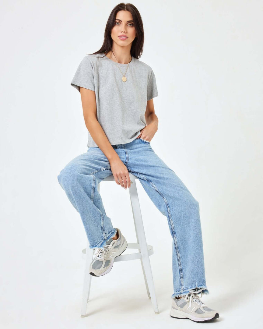 LSpace All Day Top in Heather Grey - Model