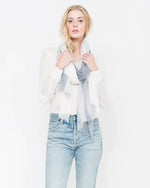 Load image into Gallery viewer, QUINN Striped Cashmere Scarf - Model Alt
