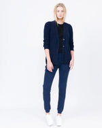 Load image into Gallery viewer, QUINN Yuna Cashmere Boyfriend Cardigan in Navy Blue - Tall
