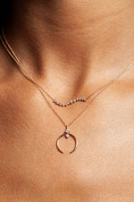 Load image into Gallery viewer, Sophie Ratner Yellow Gold Crescent Pendant Necklace with Diamonds
