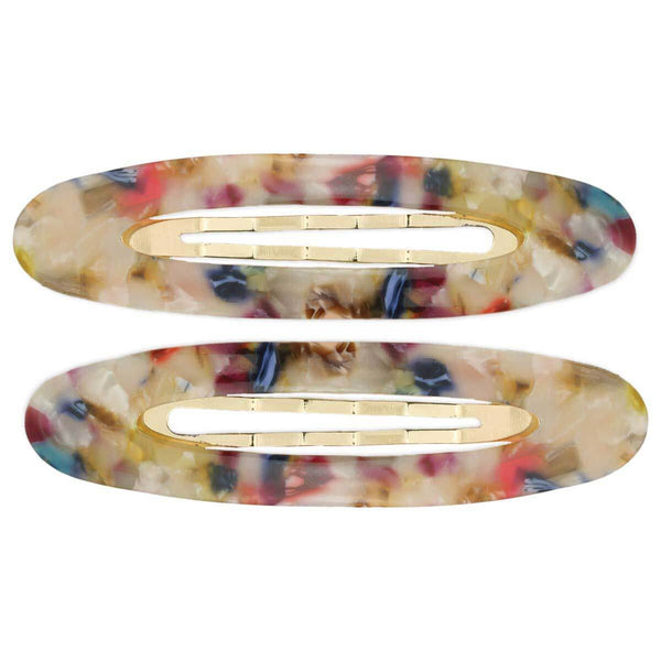 Wide Oval Retro Acrylic Hair Clip Multi-Color