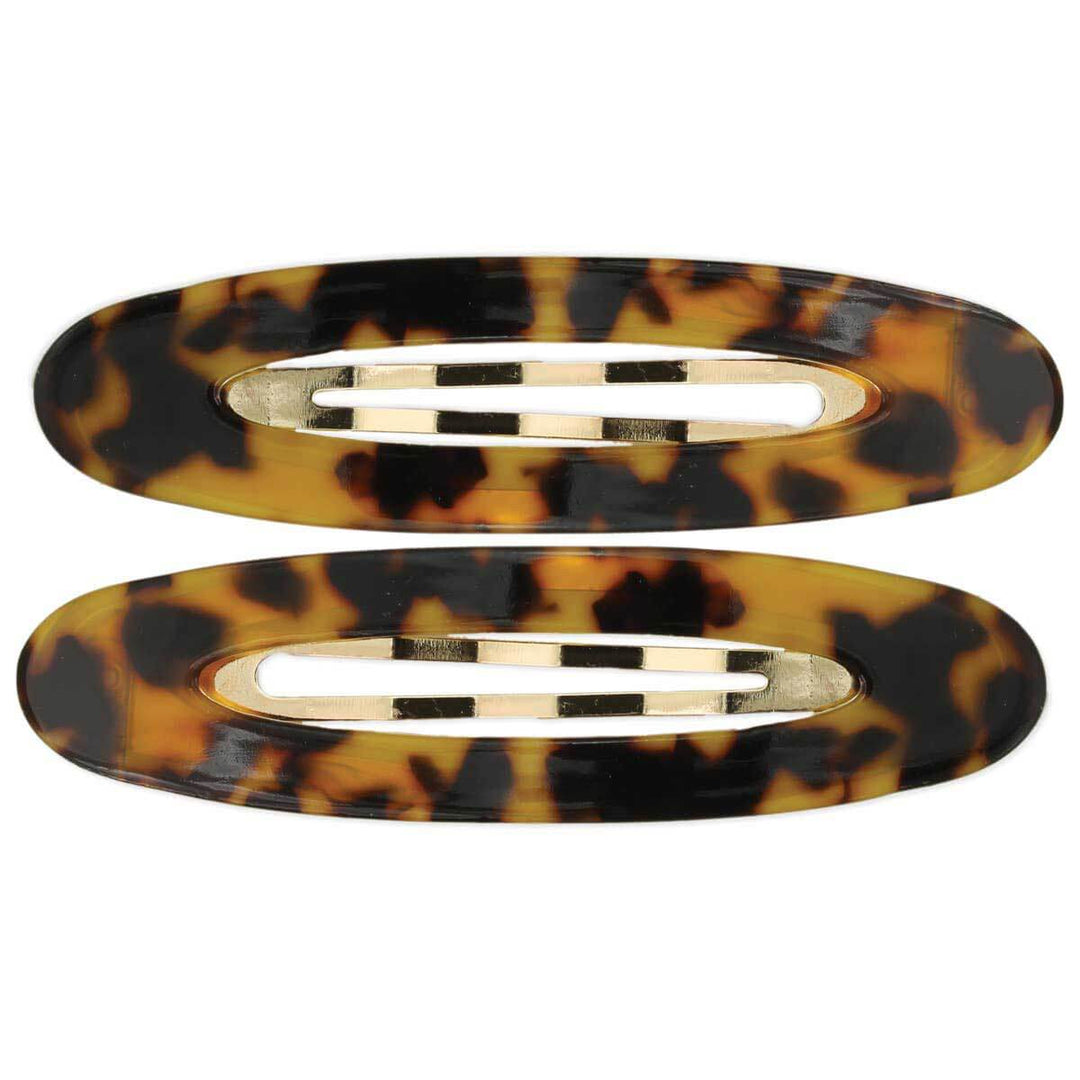 Wide Oval Retro Acrylic Hair Clip in Tortoise Shell