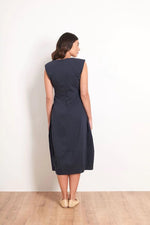 Load image into Gallery viewer, Foil Believe the Htoe Trapeze Dress in Navy 
