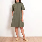 Load image into Gallery viewer, Foil Full Swing Trapeze Dress in Jungle Green
