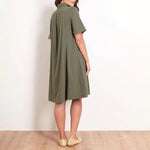 Load image into Gallery viewer, Foil Full Swing Trapeze Dress in Jungle Green
