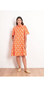 Load image into Gallery viewer, Foil Full Swing Trapeze Dress in Tropical Print
