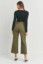 Load image into Gallery viewer, just-black-denim-trouser-wide-leg-olive-back
