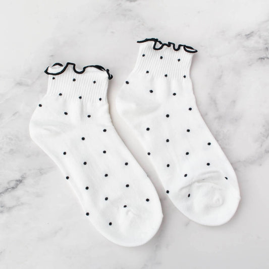 Tiepology Ruffle Ankle Socks Polka Dots