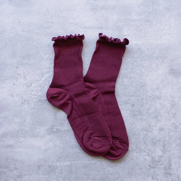 Wednesday Ruffle Sock - Wine