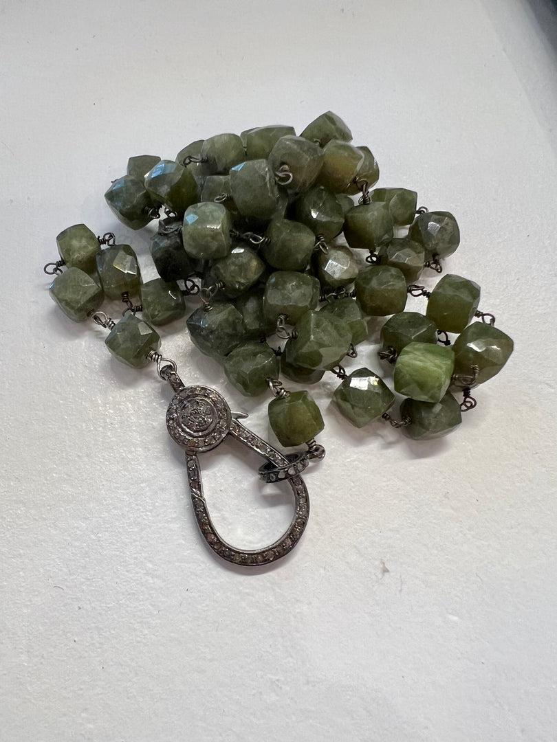 Dark Green Agate Square Necklace