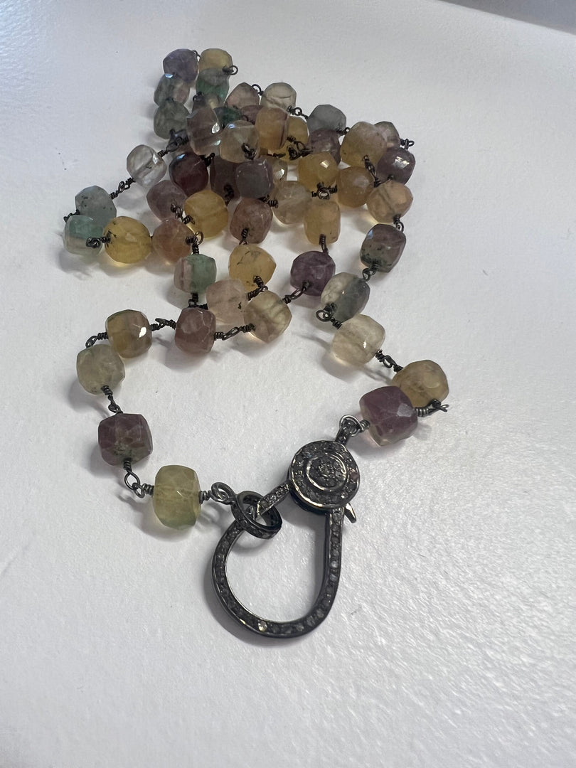 Multi Color Square Stone Necklace