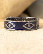 Load image into Gallery viewer, Evil Eye Diamond Navy Bakelite Bangle
