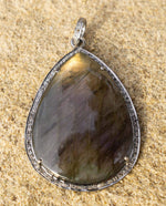 Load image into Gallery viewer, Labradorite Diamond Drop Pendant
