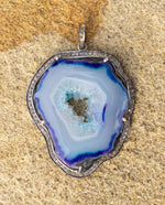 Load image into Gallery viewer, Blue Druzy Diamond Pendant
